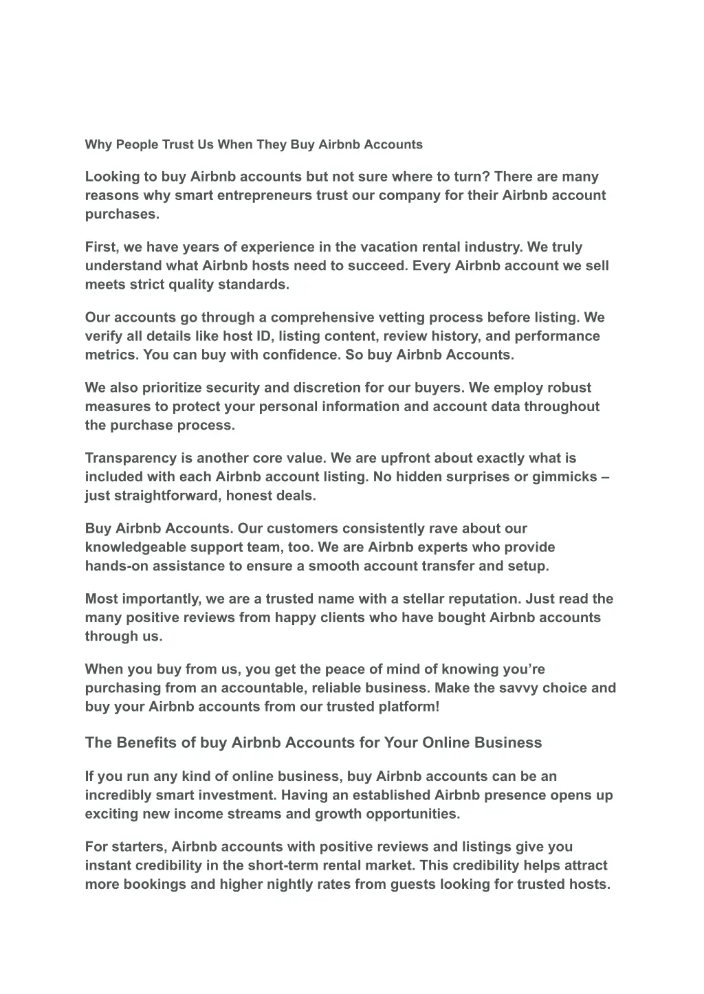 why people trust us when they buy airbnb accounts