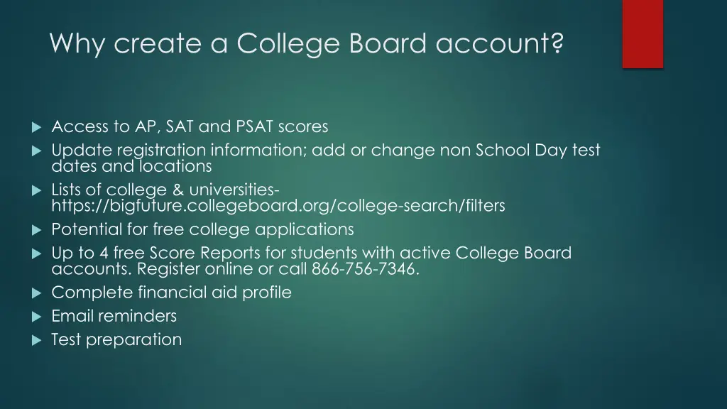 why create a college board account