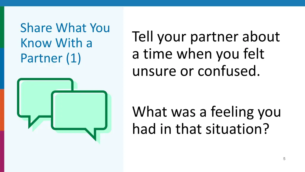 share what you know with a partner 1