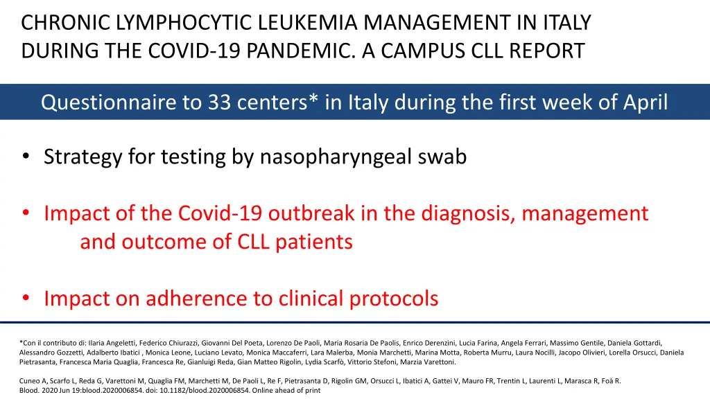 chronic lymphocytic leukemia management in italy