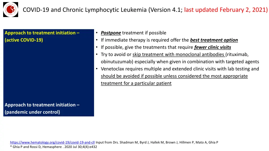 covid 19 and chronic lymphocytic leukemia version