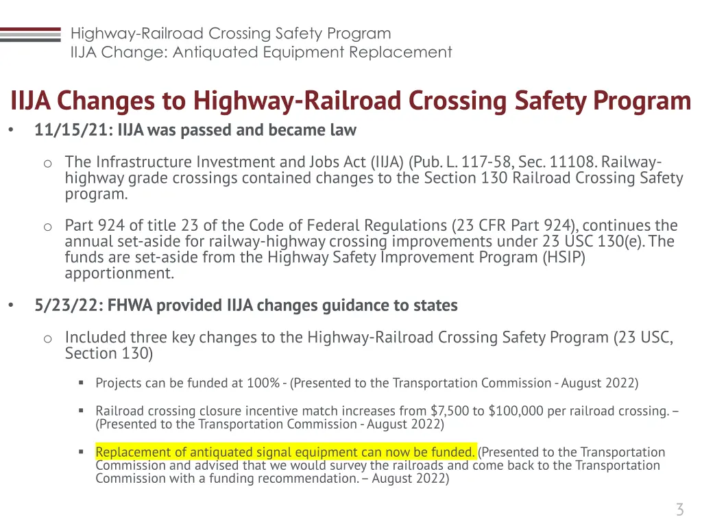 highway railroad crossing safety program iija 2