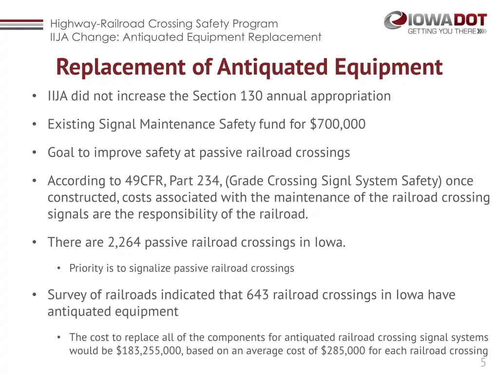 highway railroad crossing safety program iija 4