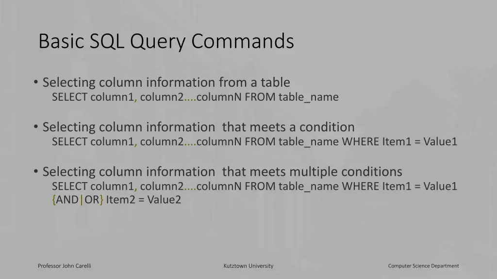 basic sql query commands