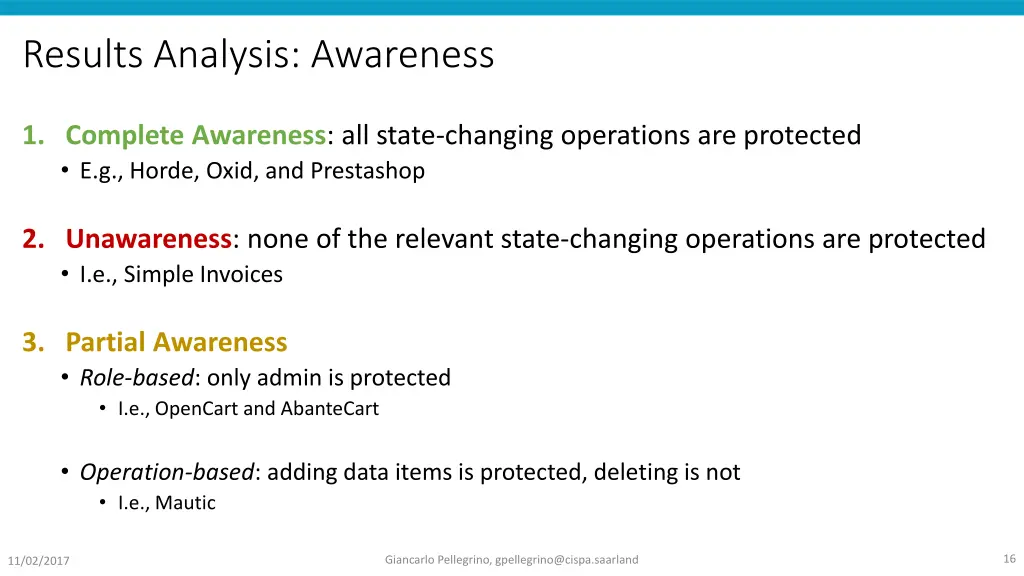 results analysis awareness