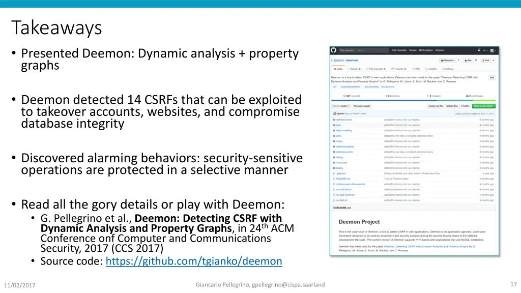 takeaways presented deemon dynamic analysis