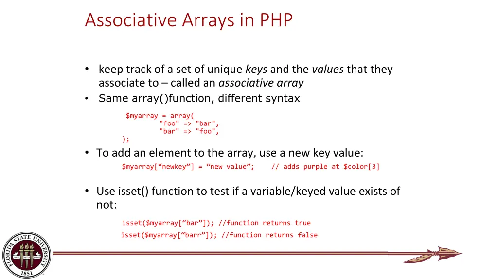 associative arrays in php