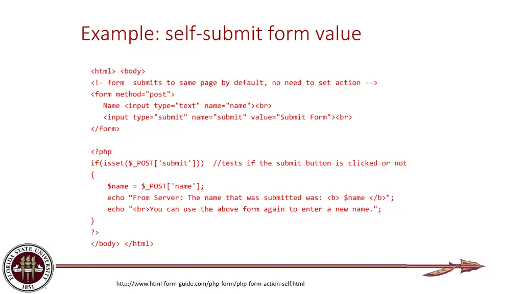 example self submit form value