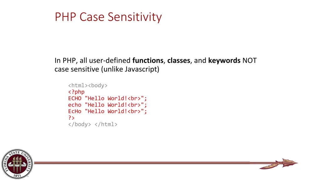 php case sensitivity