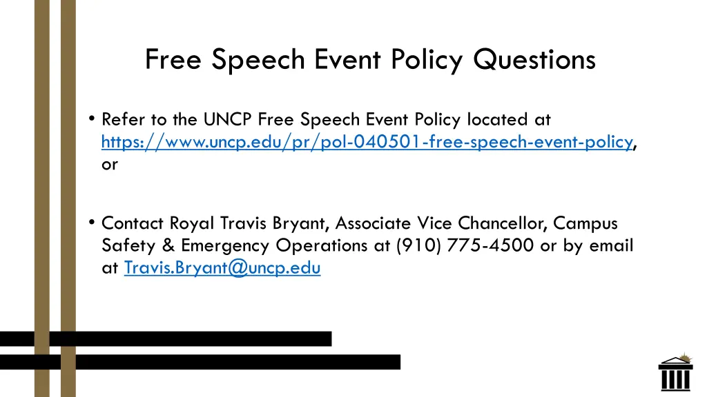 free speech event policy questions