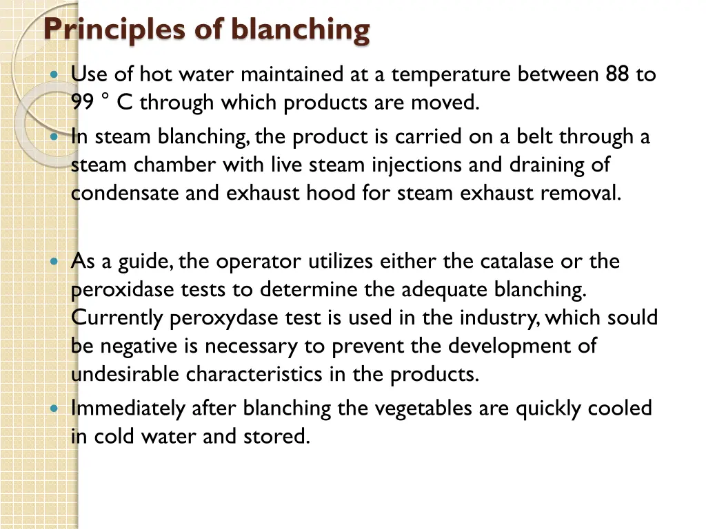 principles of blanching