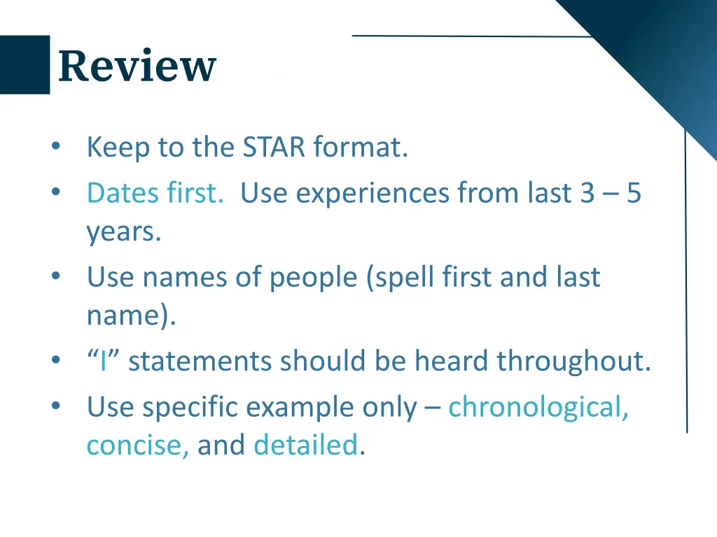 key points to remember review