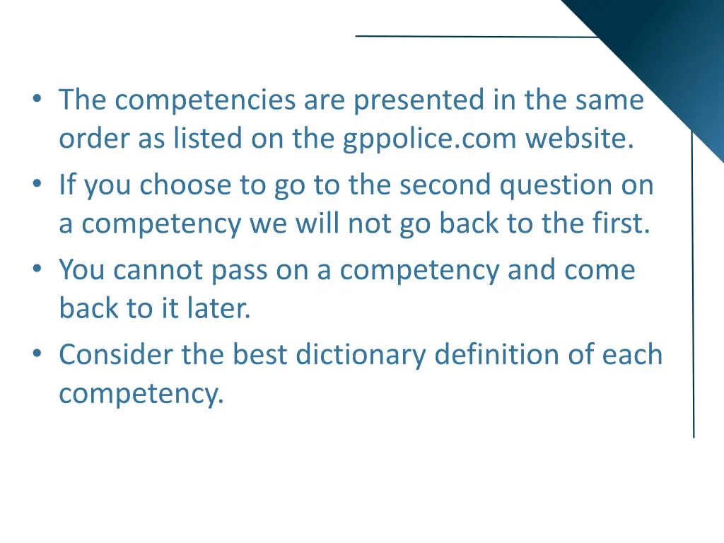 more closely at each competency the competencies