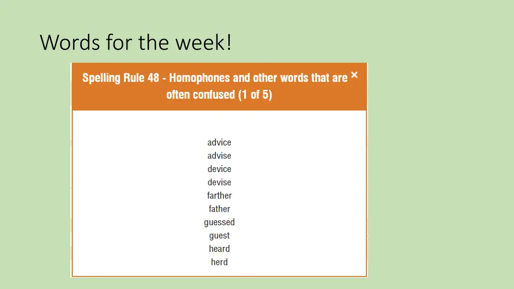 words for the week