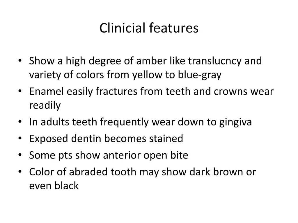 clinicial features