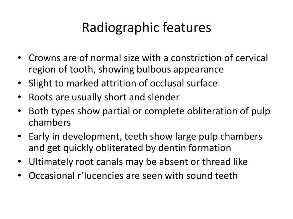 radiographic features