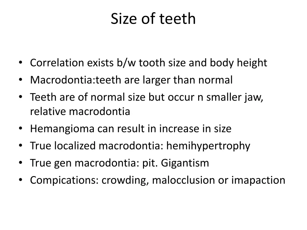 size of teeth