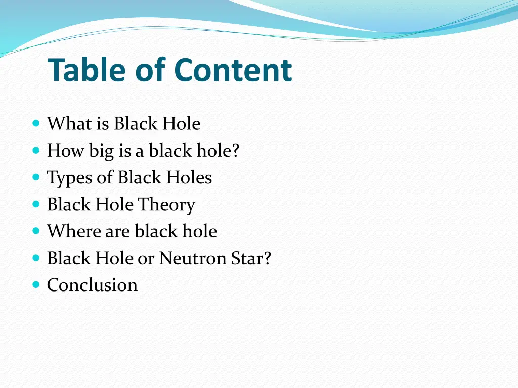 table of content