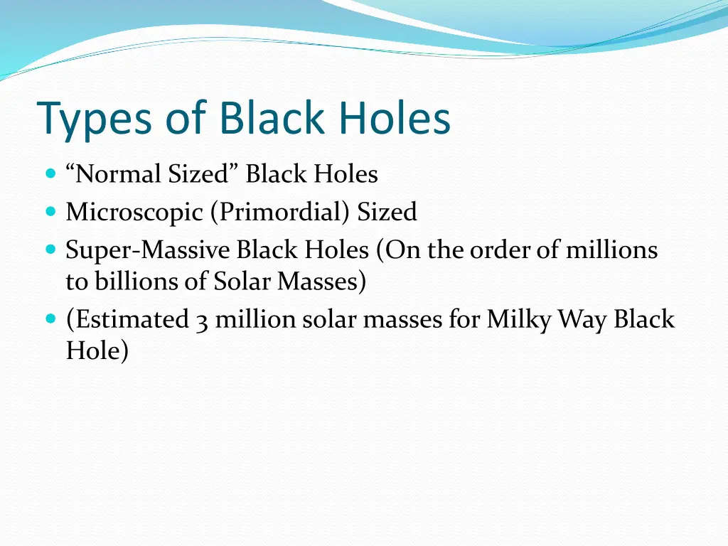 types of black holes