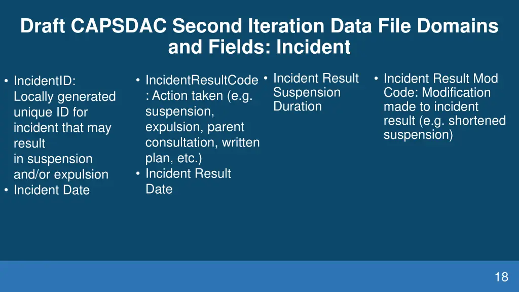 draft capsdac second iteration data file domains 11