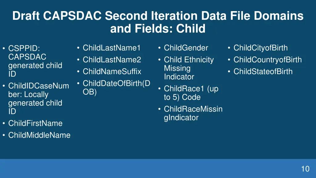 draft capsdac second iteration data file domains 3