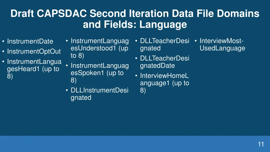draft capsdac second iteration data file domains 4