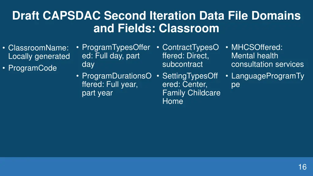 draft capsdac second iteration data file domains 9