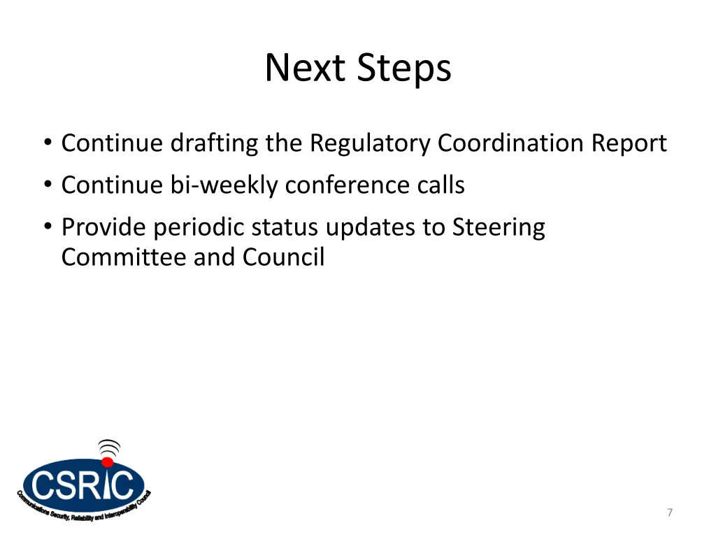 next steps