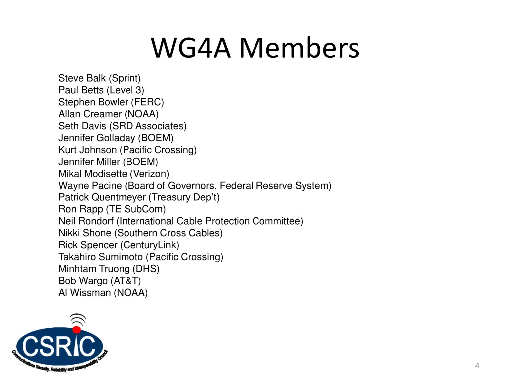 wg4a members