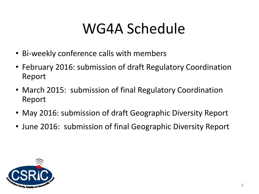 wg4a schedule