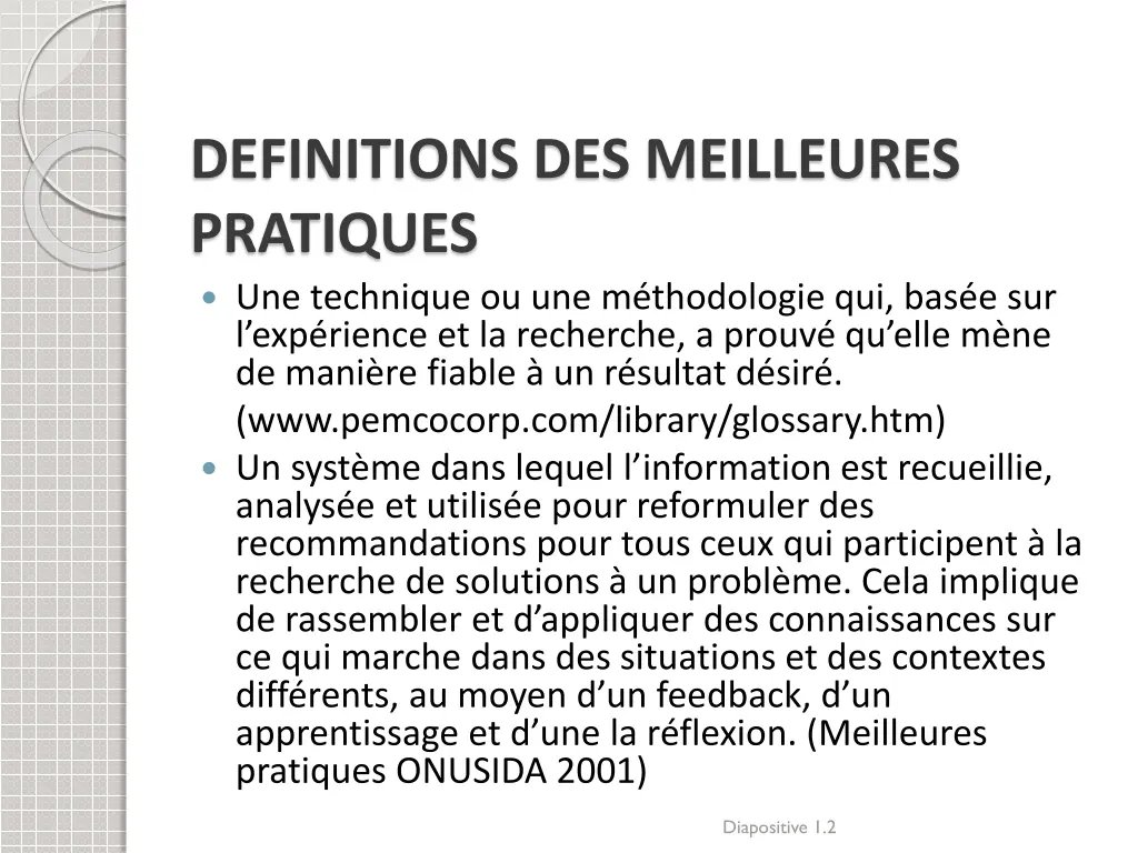 definitions des meilleures pratiques