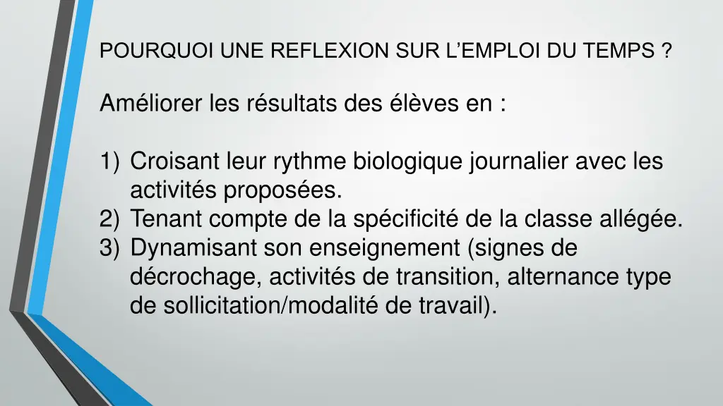 pourquoi une reflexion sur l emploi du temps