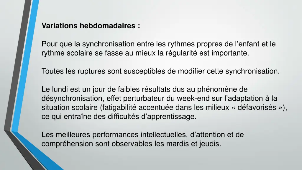 variations hebdomadaires