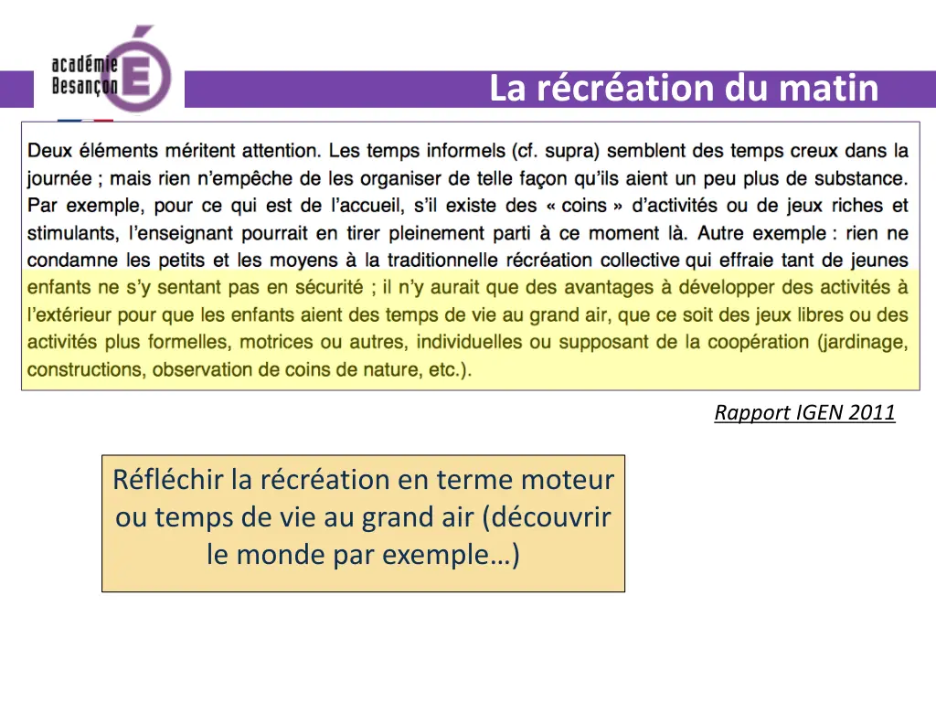 la r cr ation du matin