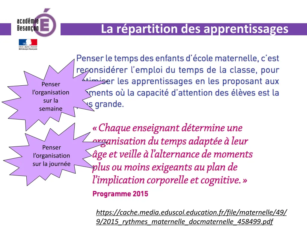 la r partition des apprentissages