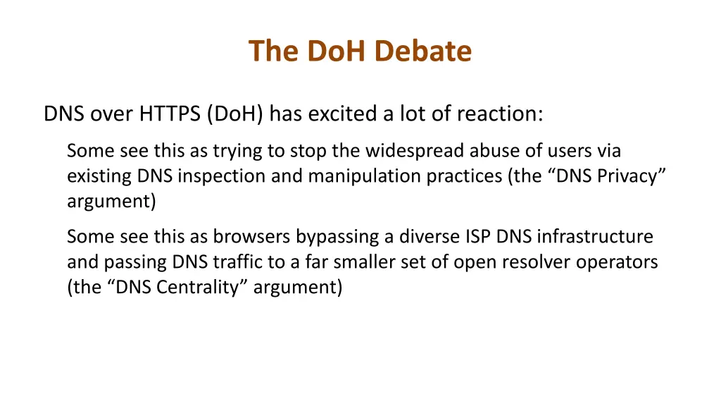 the doh debate