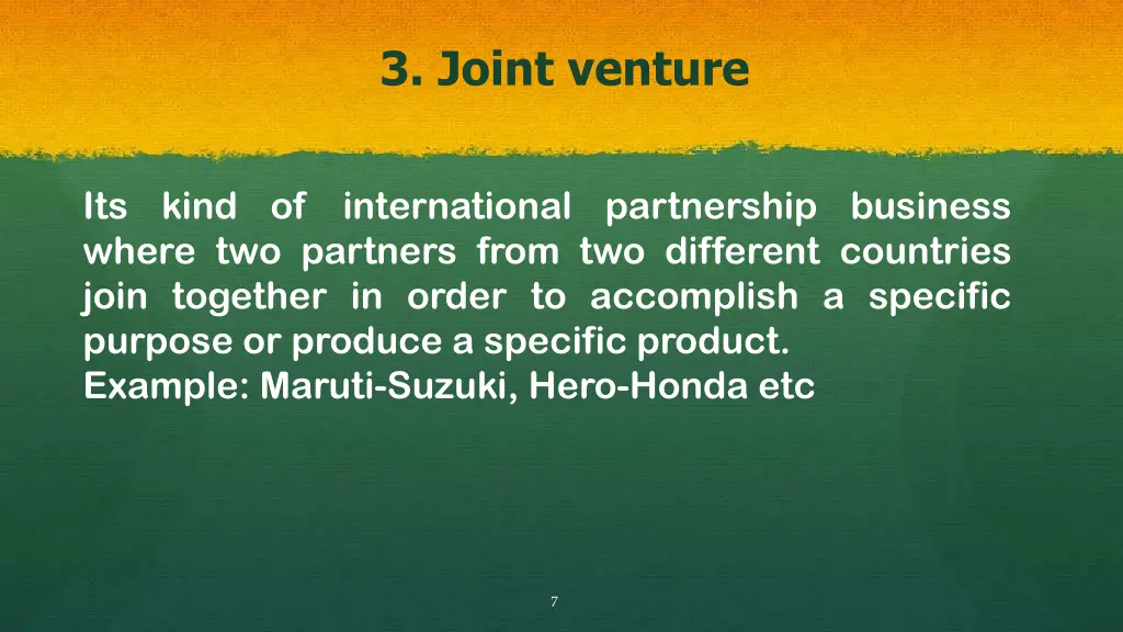 3 joint venture