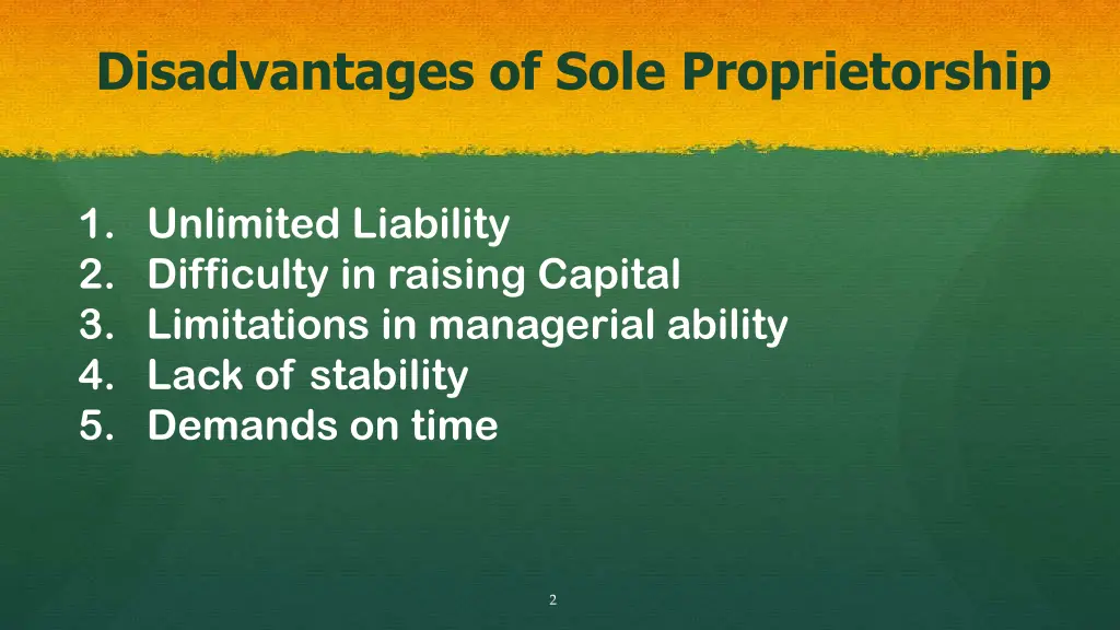 disadvantages of sole proprietorship