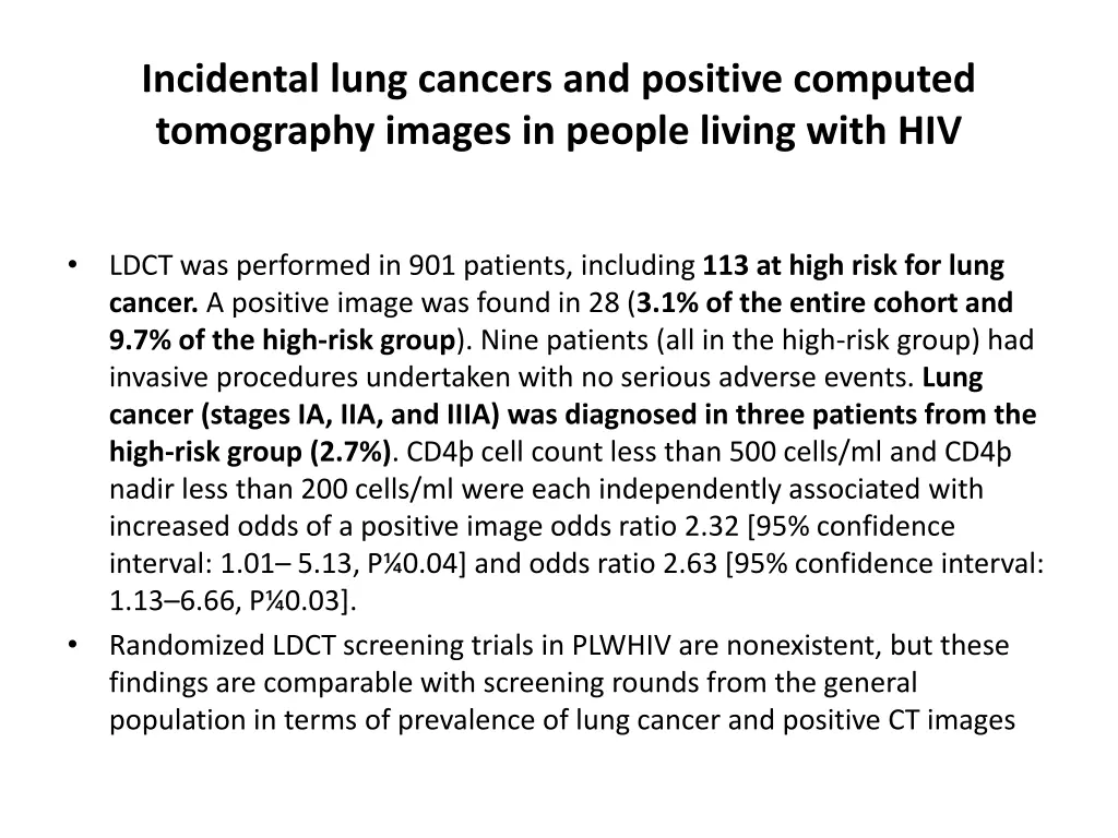 incidental lung cancers and positive computed 1