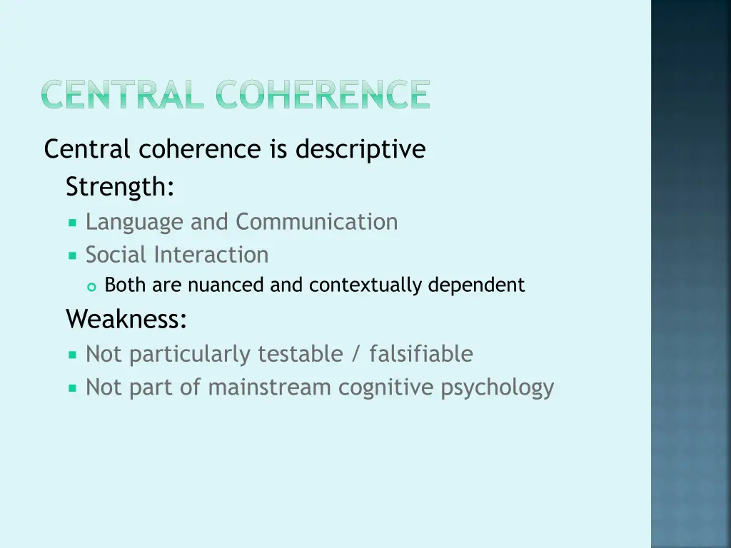 central coherence 1