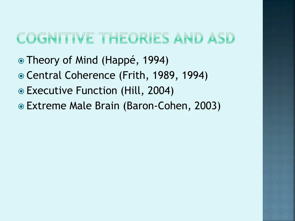 cognitive theories and asd