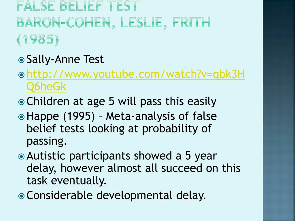 false belief test baron cohen leslie frith 1985