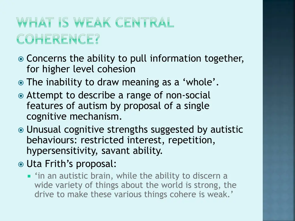 what is weak central coherence