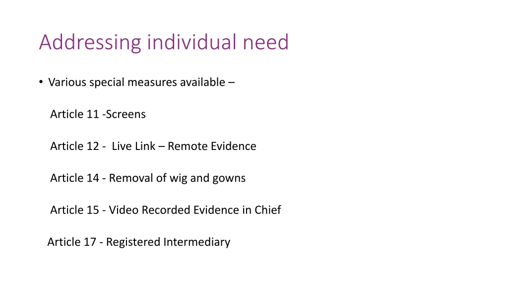 addressing individual need