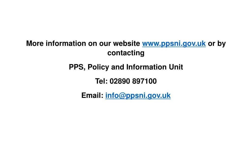 more information on our website www ppsni