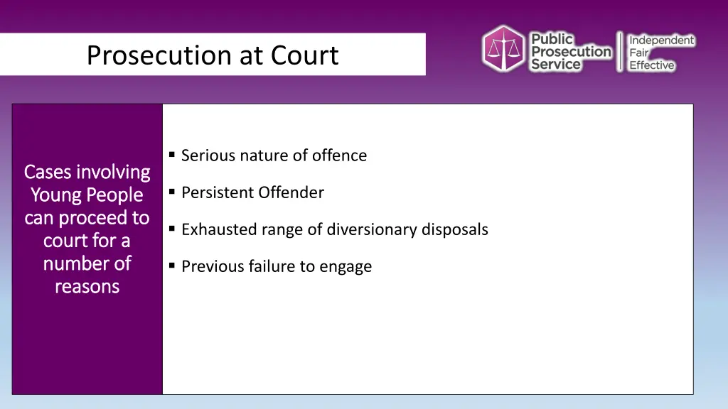 prosecution at court