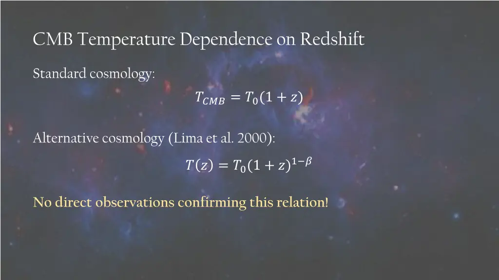 cmb temperature dependence on redshift