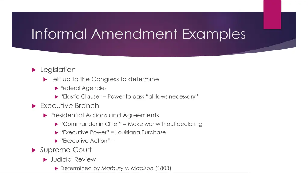 informal amendment examples