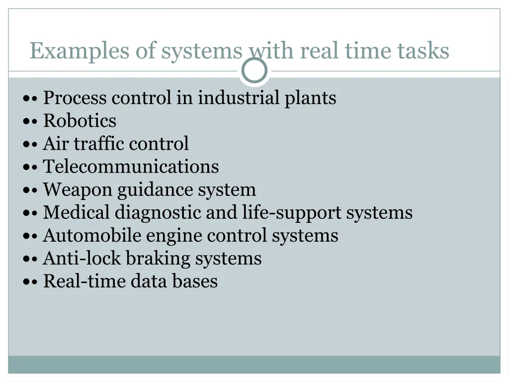 examples of systems with real time tasks