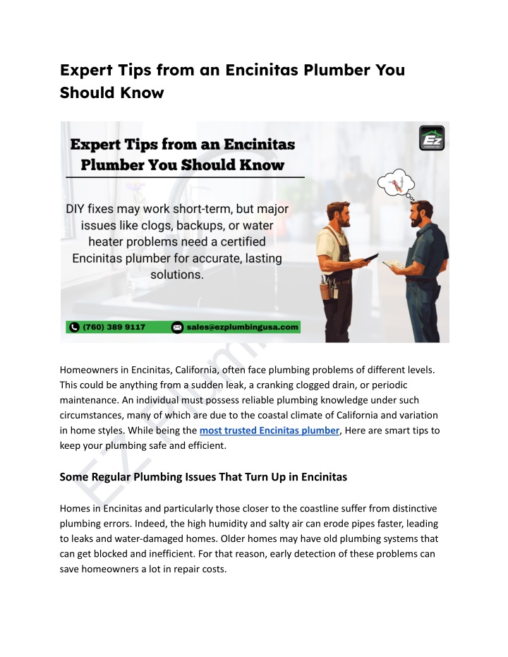 expert tips from an encinitas plumber you should